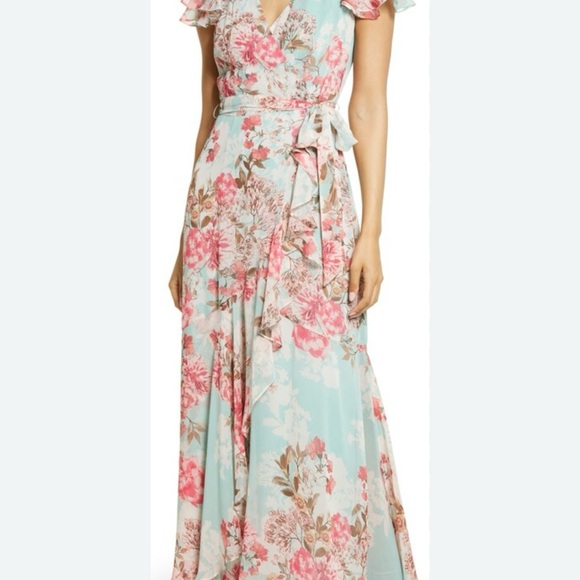 - Eliza J Romantic Floral Wrap maxi dress size 8 - Picture 4 of 11
